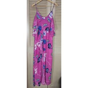 Rachel Roy Size 14 Maxi Dress New Pink And Blue Floral Long Off Shoulders